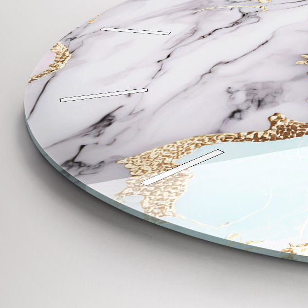 Round glass wall clock Pastel marble
