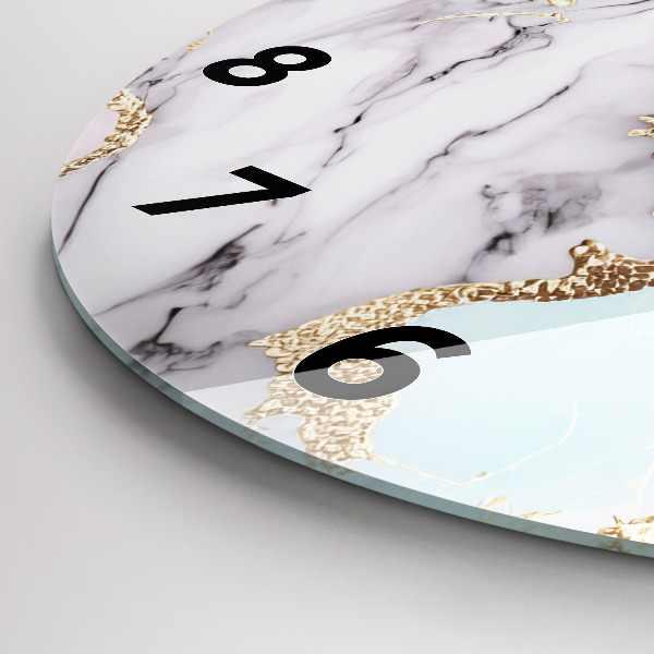 Round glass wall clock Pastel marble