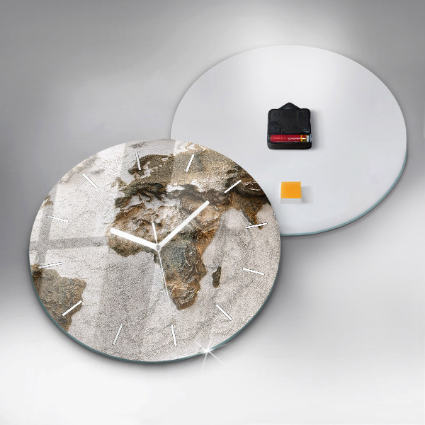 Round glass wall clock Old world map