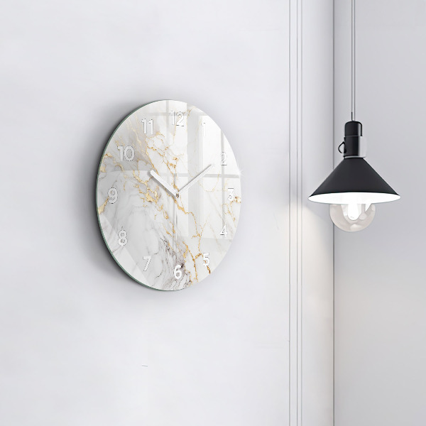 Round glass wall clock Decorative marble