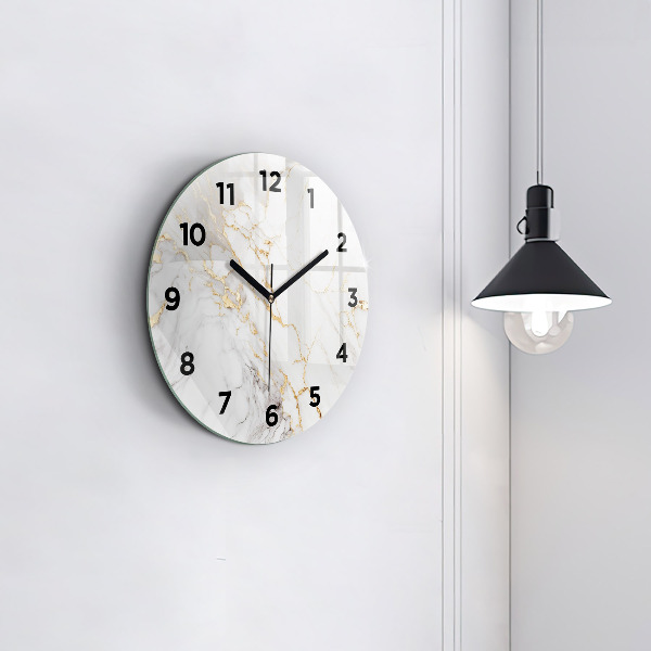 Round glass wall clock Decorative marble