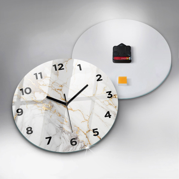 Round glass wall clock Decorative marble
