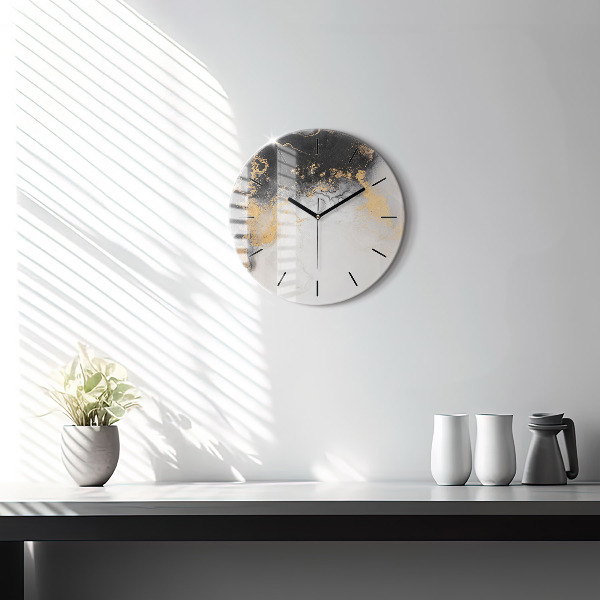 Round glass wall clock Artistic marble