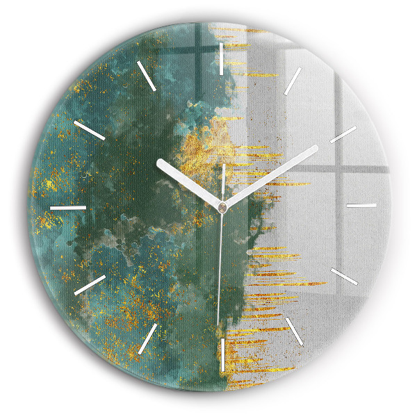 Round glass wall clock Decorative pattern