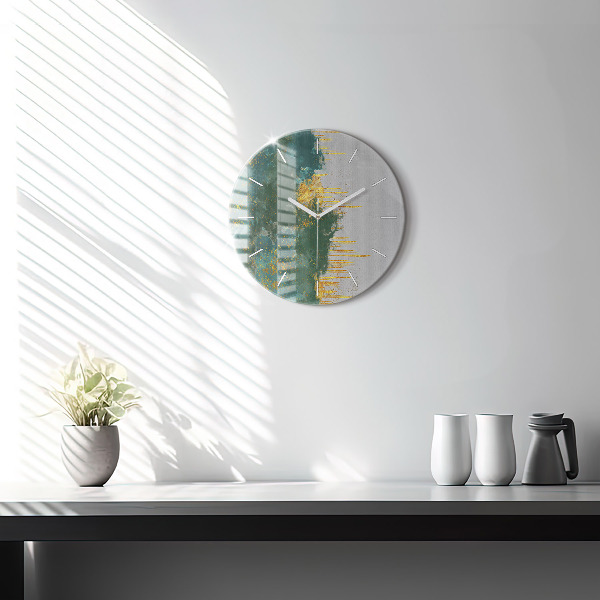 Round glass wall clock Decorative pattern