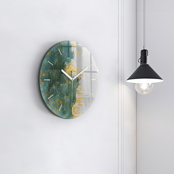 Round glass wall clock Decorative pattern