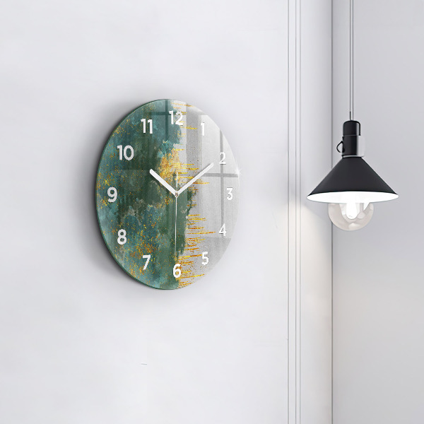 Round glass wall clock Decorative pattern