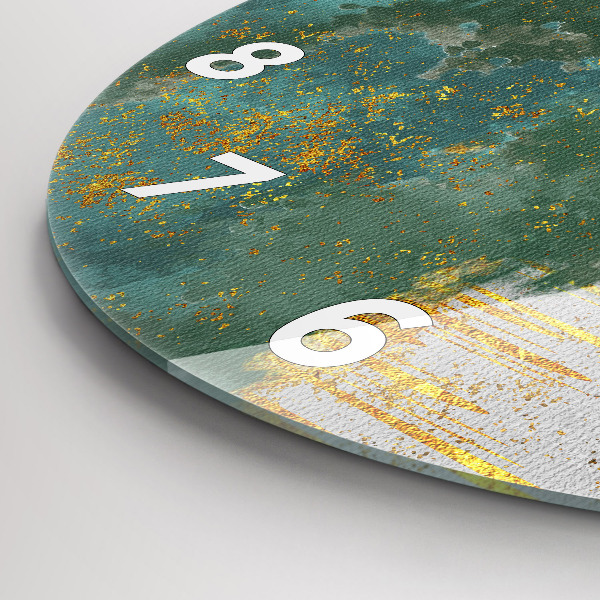 Round glass wall clock Decorative pattern