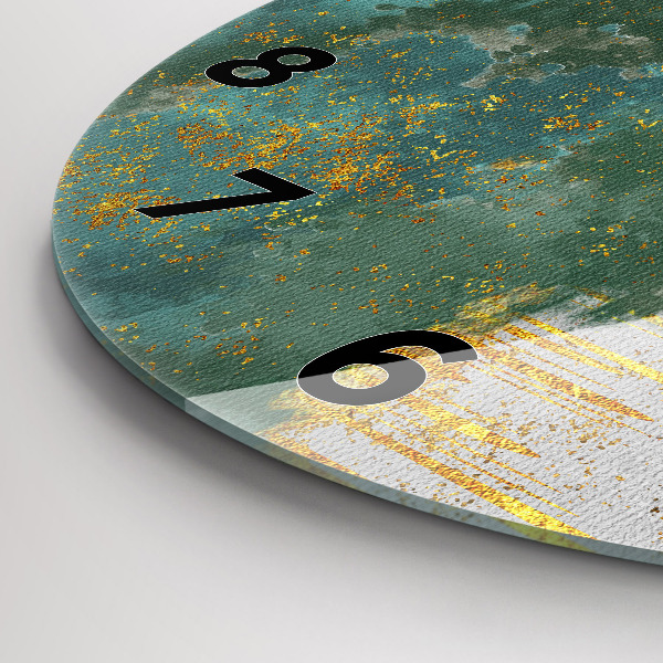 Round glass wall clock Decorative pattern