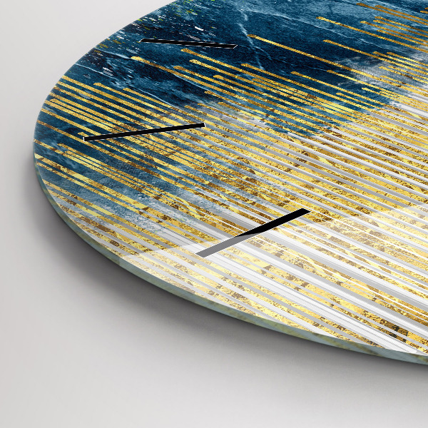 Round glass wall clock Decorative pattern and gold