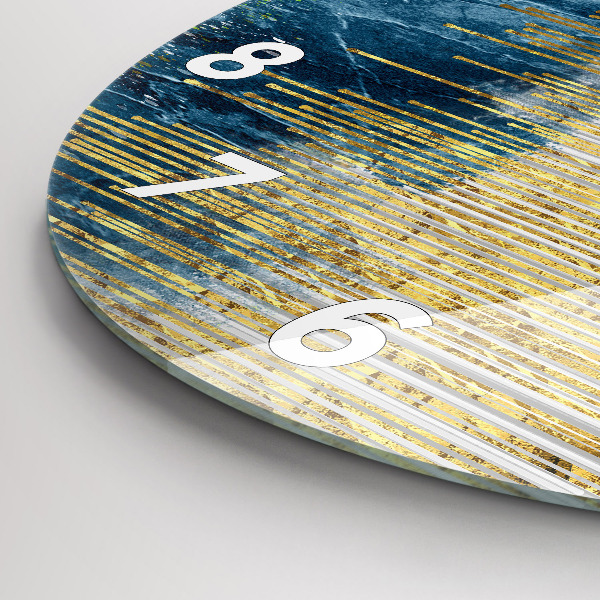 Round glass wall clock Decorative pattern and gold