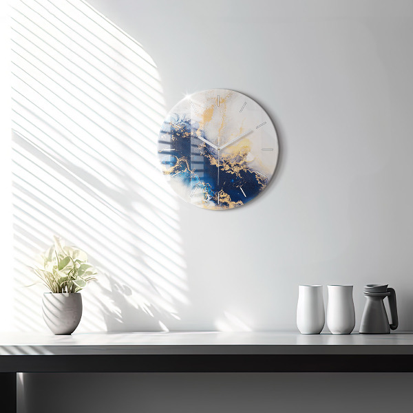 Round glass wall clock Marble pattern