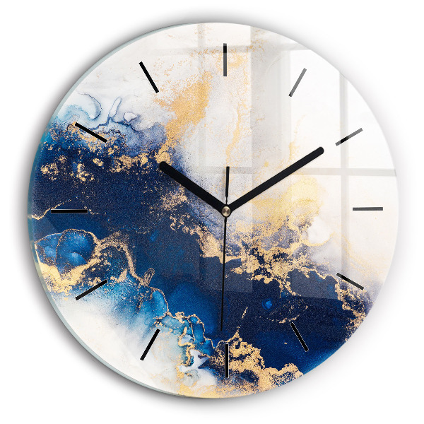Round glass wall clock Marble pattern