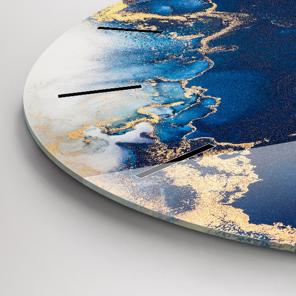 Round glass wall clock Marble pattern