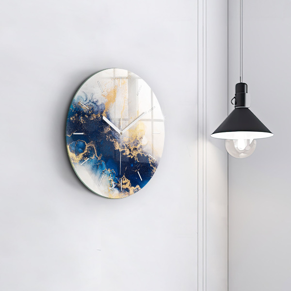 Round glass wall clock Marble pattern