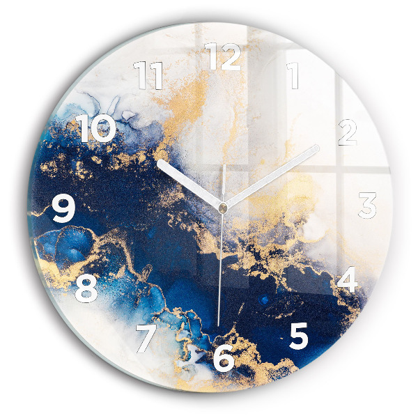 Round glass wall clock Marble pattern