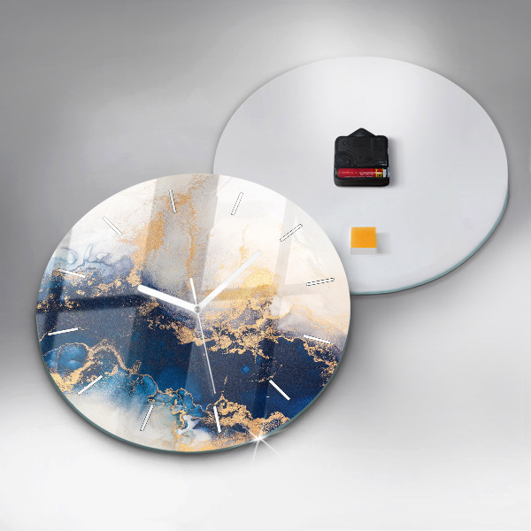 Round glass wall clock Marble pattern