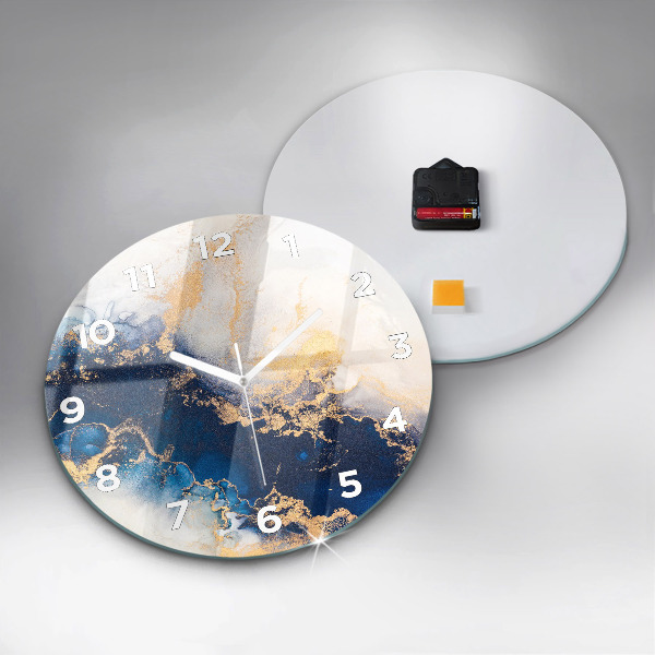 Round glass wall clock Marble pattern