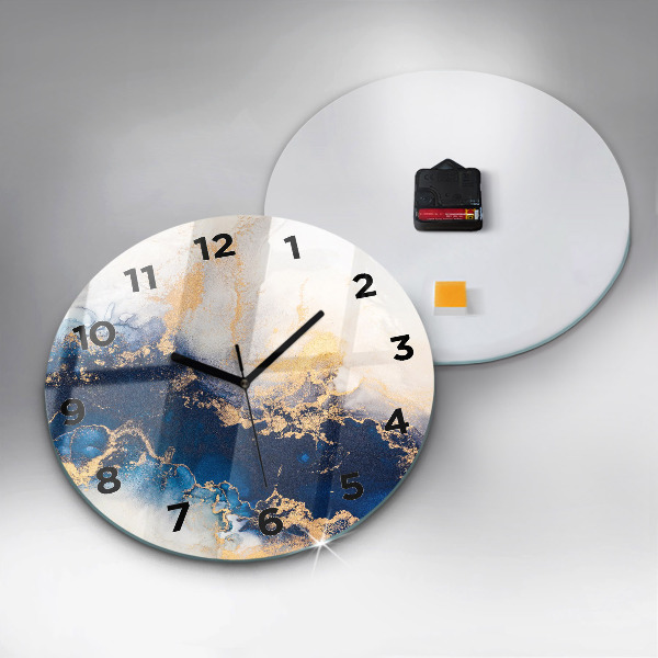 Round glass wall clock Marble pattern