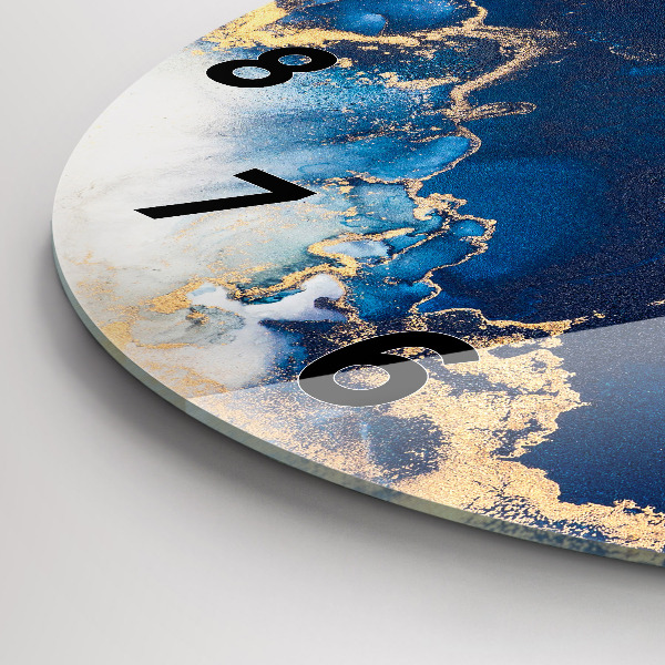 Round glass wall clock Marble pattern