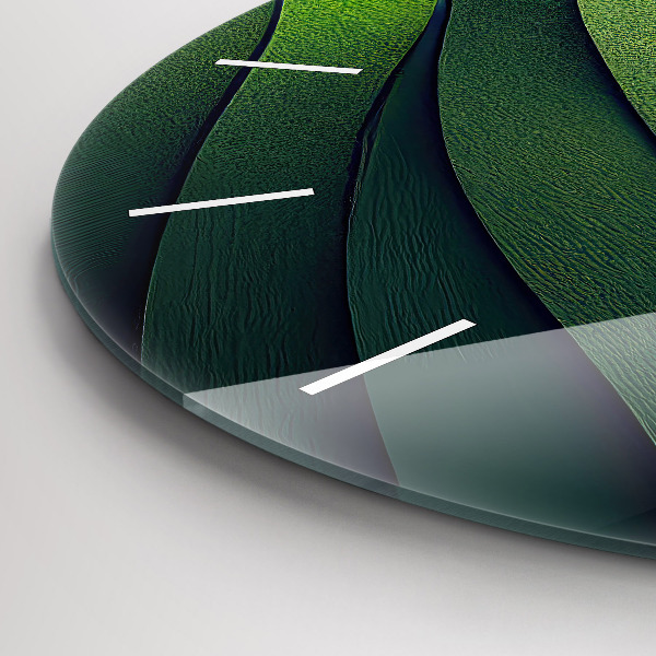 Round glass wall clock Green fields abstract