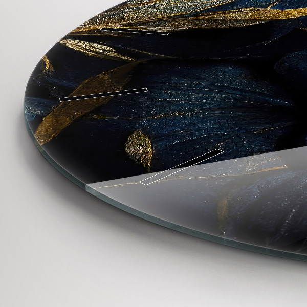 Round glass wall clock Decorative flowers