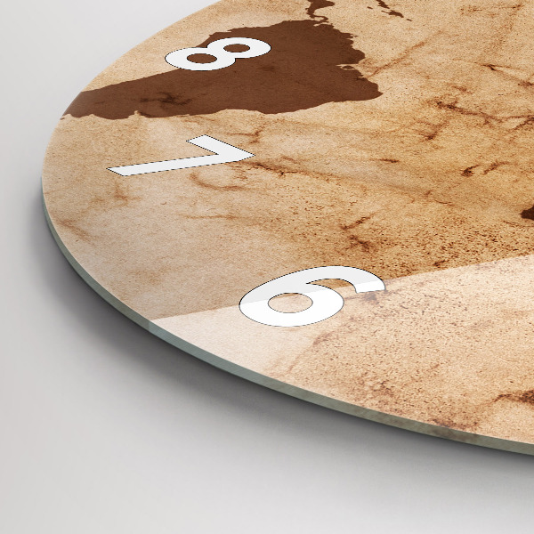Round glass wall clock Vintage world map
