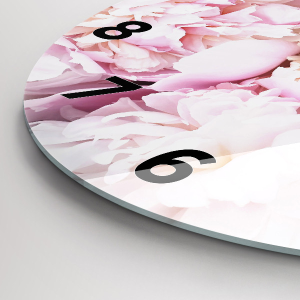 Round glass wall clock Decorative flowers
