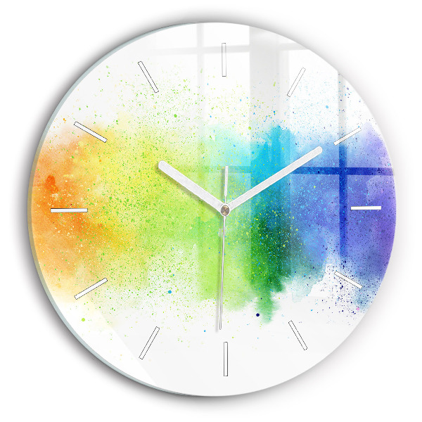 Round glass wall clock Abstract rainbow