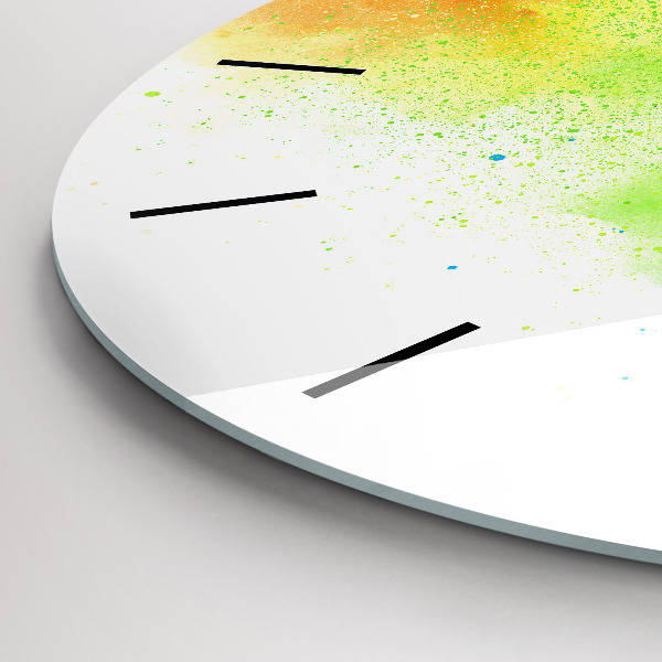 Round glass wall clock Abstract rainbow