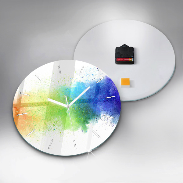 Round glass wall clock Abstract rainbow