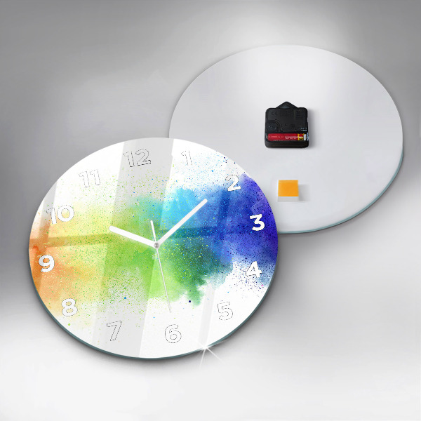 Round glass wall clock Abstract rainbow