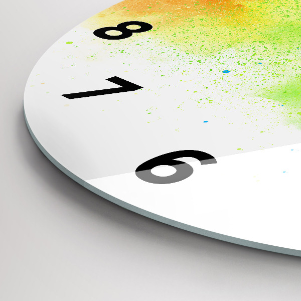 Round glass wall clock Abstract rainbow