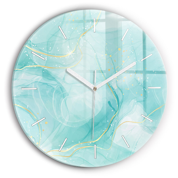 Round glass wall clock Abstract marble