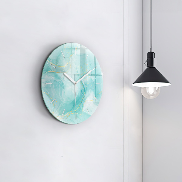 Round glass wall clock Abstract marble