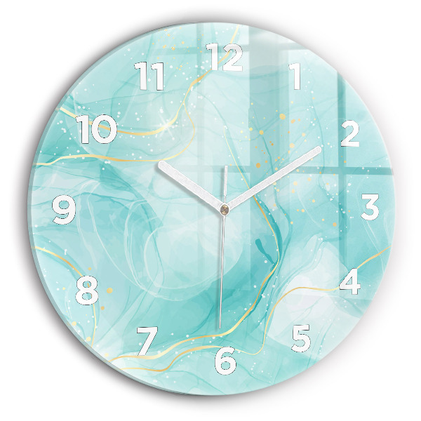 Round glass wall clock Abstract marble