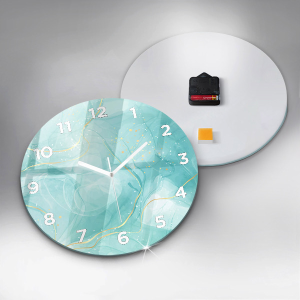 Round glass wall clock Abstract marble