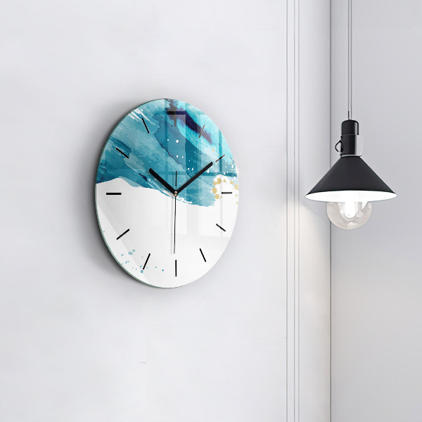 Round glass wall clock Brush strokes