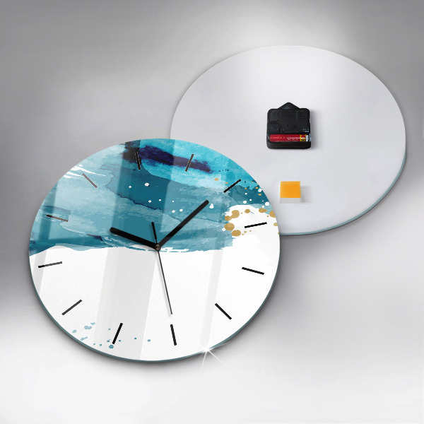 Round glass wall clock Brush strokes