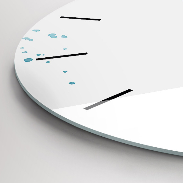 Round glass wall clock Brush strokes