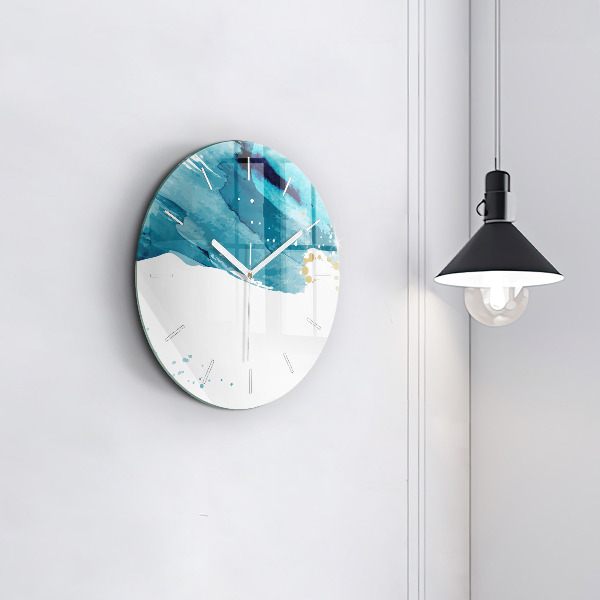 Round glass wall clock Brush strokes