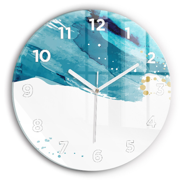 Round glass wall clock Brush strokes
