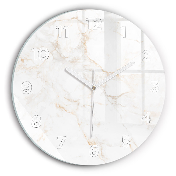 Round glass wall clock Elegant marble