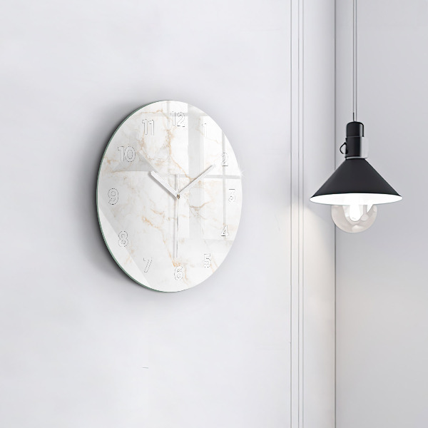 Round glass wall clock Elegant marble