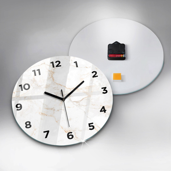 Round glass wall clock Elegant marble