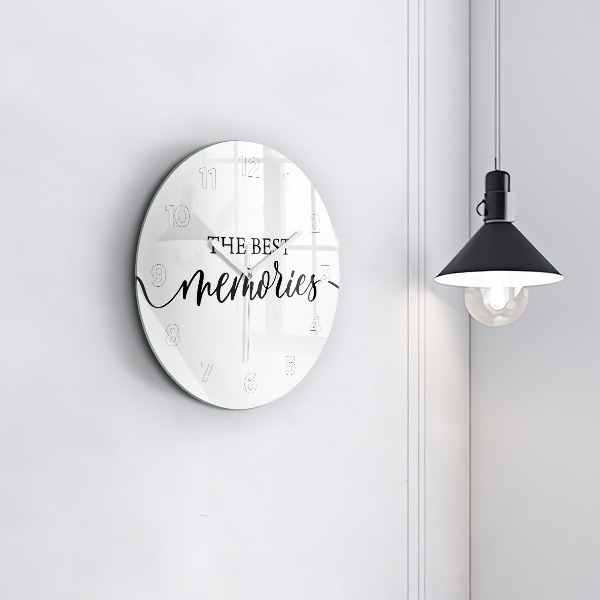 Round glass wall clock The inscription Memories