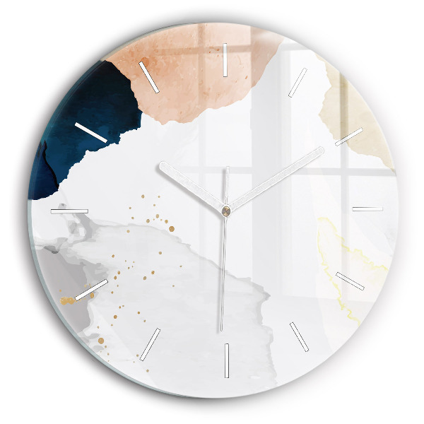 Round glass wall clock Abstraction spots