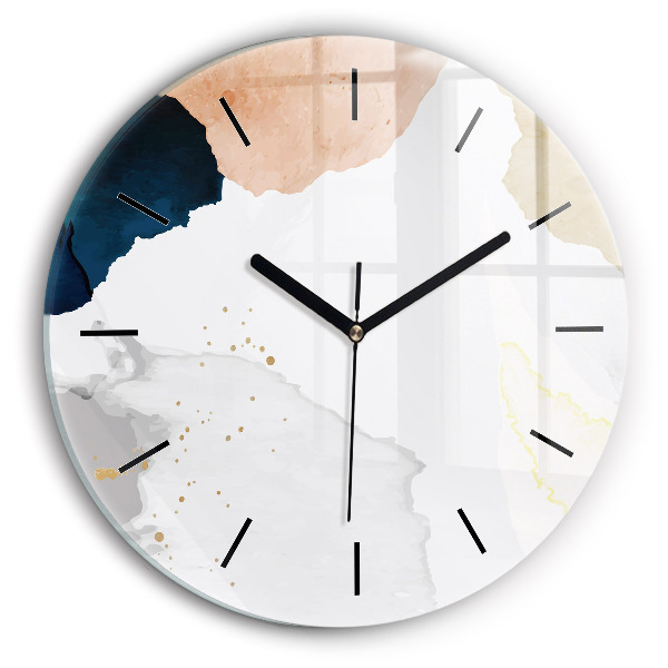 Round glass wall clock Abstraction spots