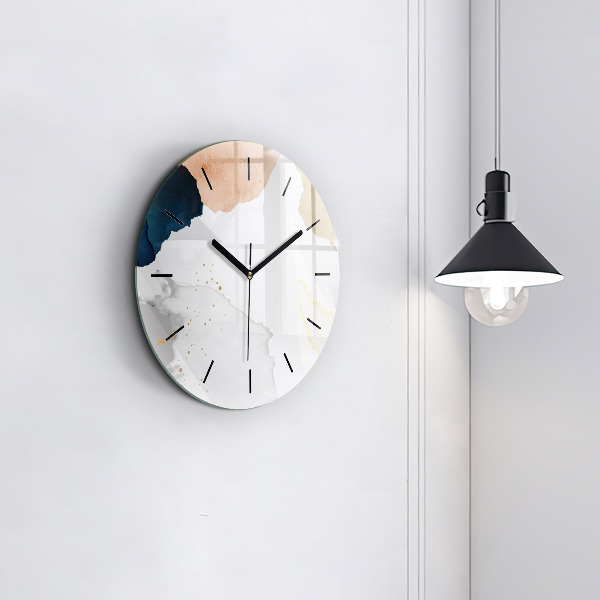 Round glass wall clock Abstraction spots