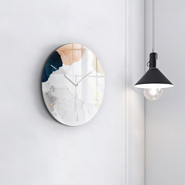 Round glass wall clock Abstraction spots